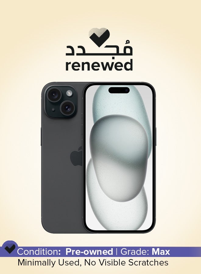 Apple Renewed - iPhone 15 128GB Black 5G With Facetime & Renewed - E310 True Wireless Stereo Earbuds, Bluetooth 5.3, 13mm Drivers, AI Call Noise Reduction, 20 Hours Playtime, USB-C Charging, Lightweight - Black , with 1-Year Replacement Warranty Bundle - Image 2